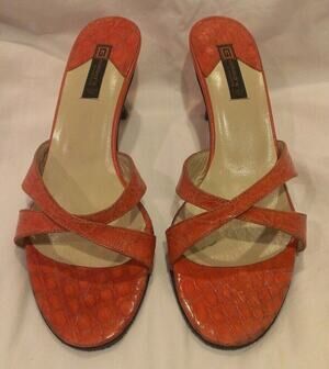 Giorgio's of Palm Beach Tangerine Orange Alligator Strappy Heels Shoes size 8 M